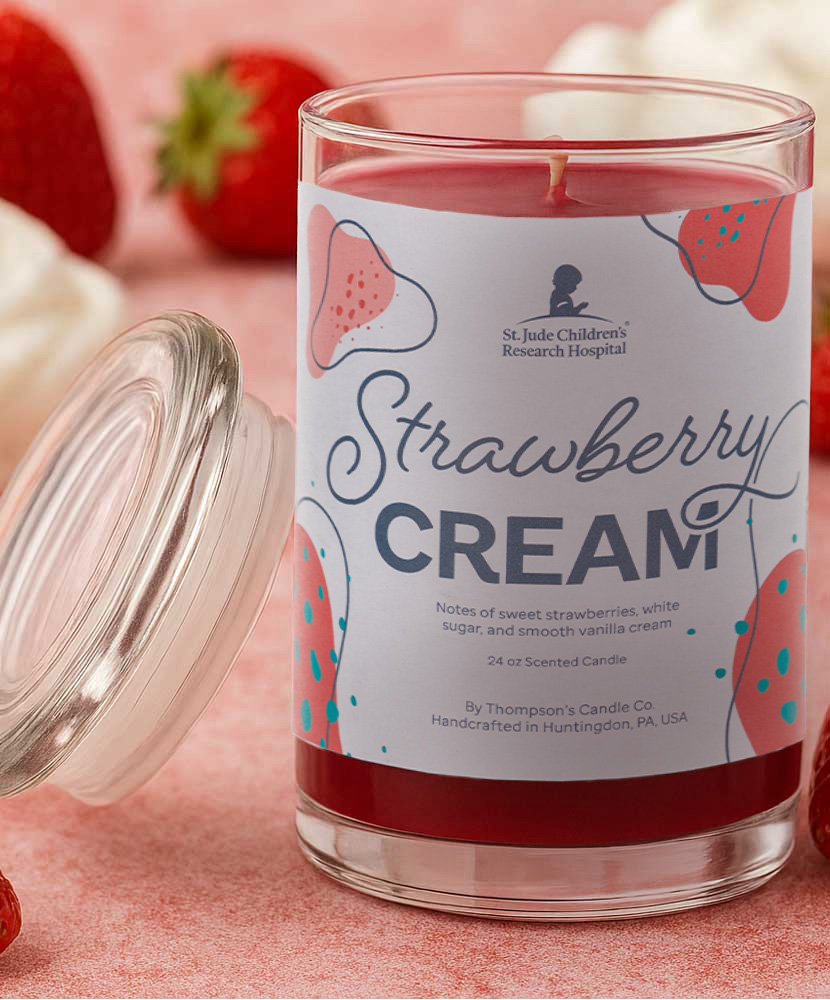 Primary image Strawberry Cream 24 oz Scented Candle with Glass Lid